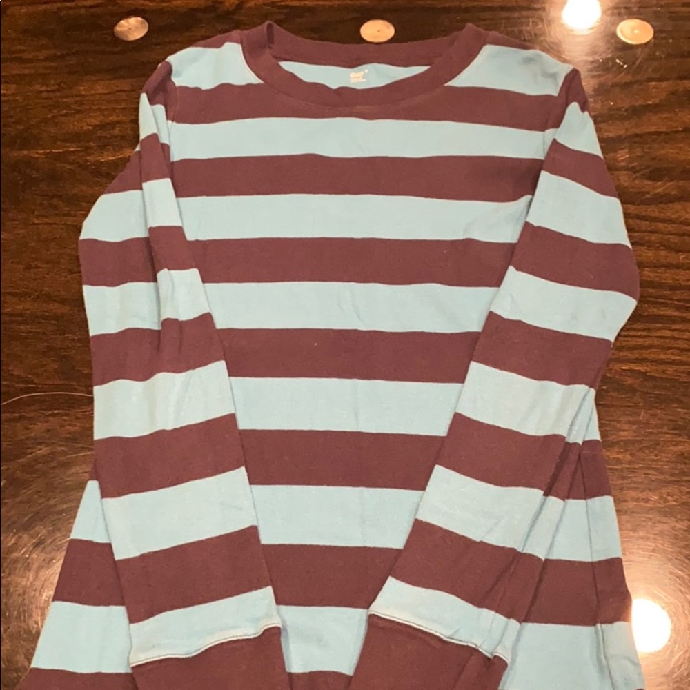 Navy and blue long-sleeve shirt